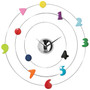 Romero 45cm Dia Multi Coloured Numbers Chrome Wall Clock