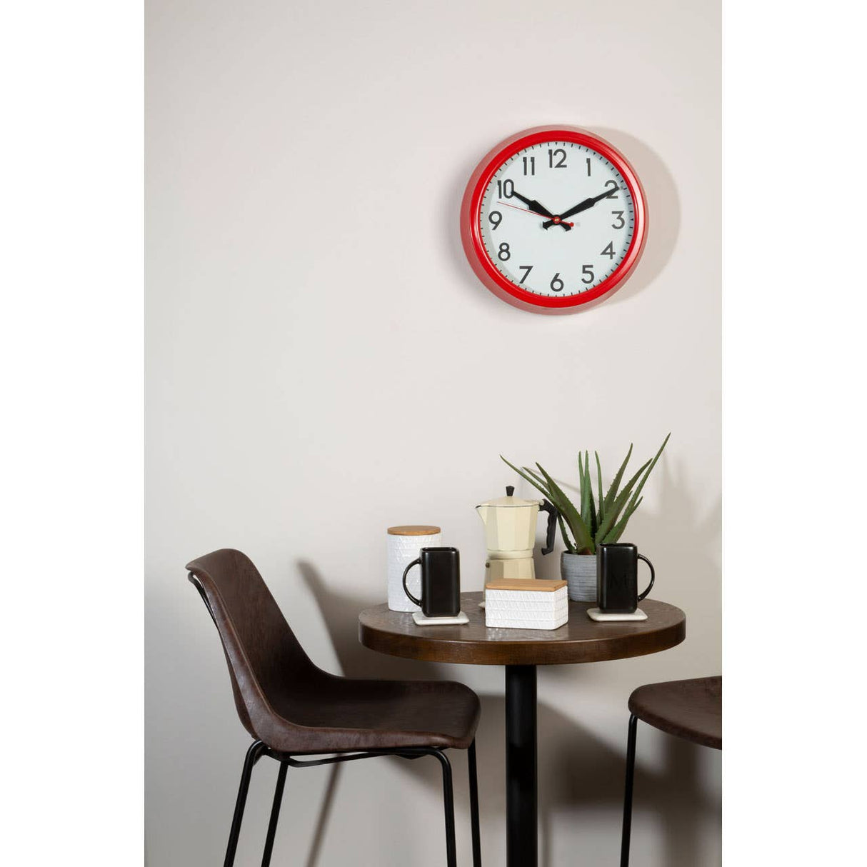 Red Metal Lined Rim Wall Clock