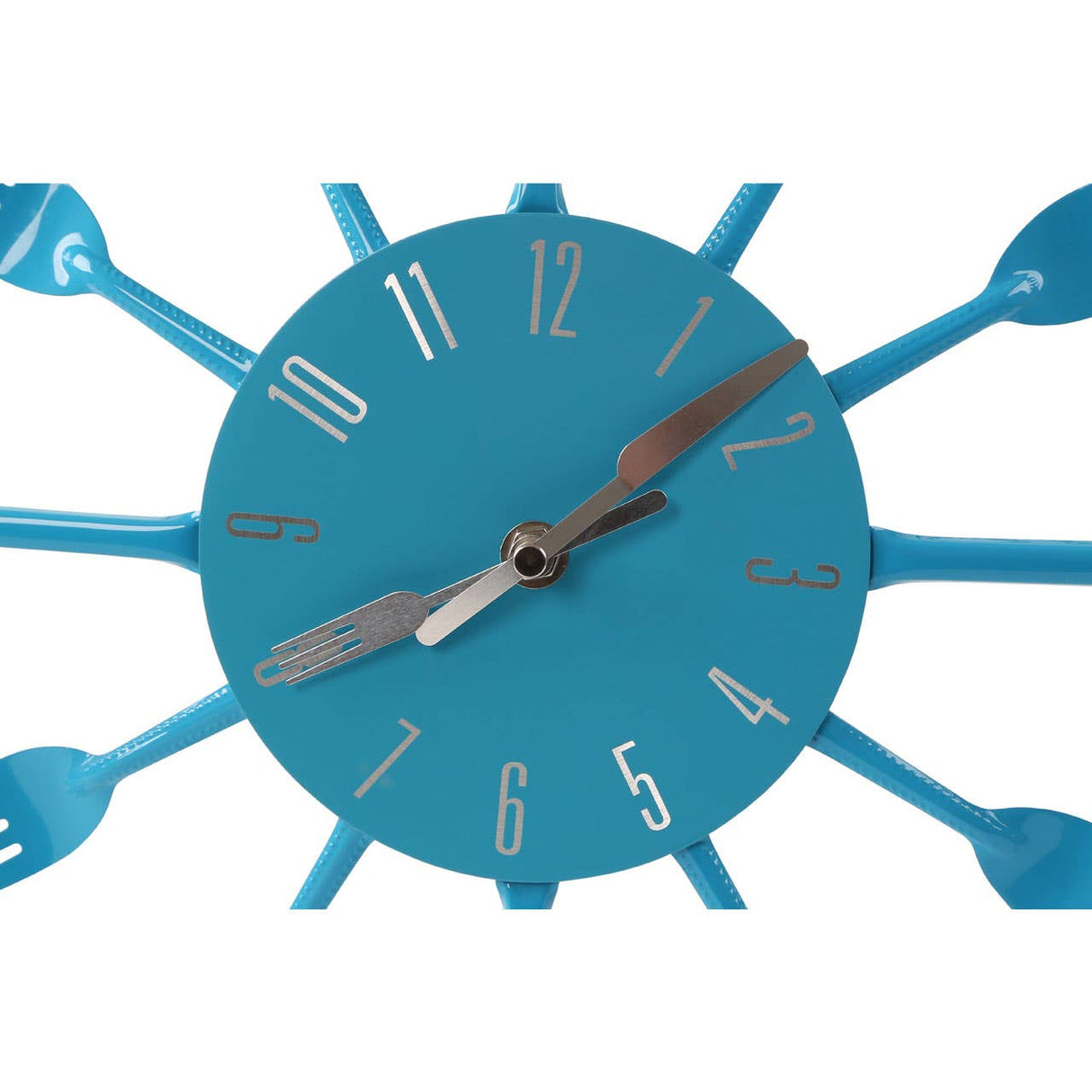 Blue Cutlery Metal Wall Clock