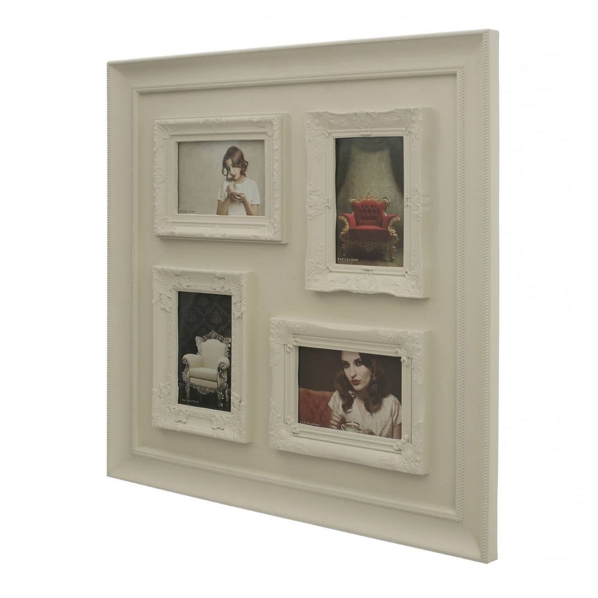4 Photo Cream Plastic Multi Photo Frame