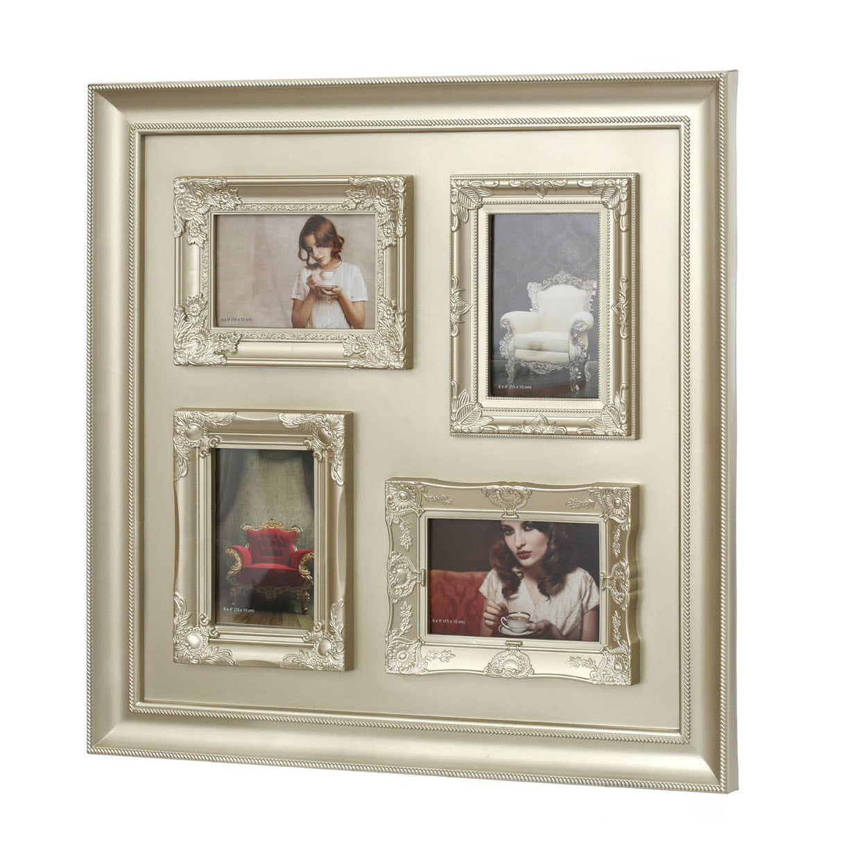 Vintage Style Champagne 4 Photo Frame