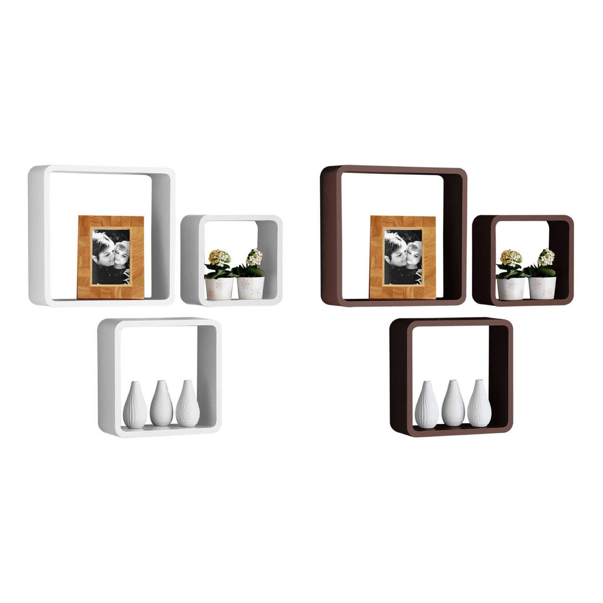 White Wall Cubes - Set Of 3
