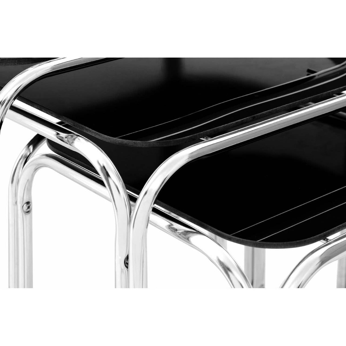 Black Glass Nest Of Tables - Set Of 3