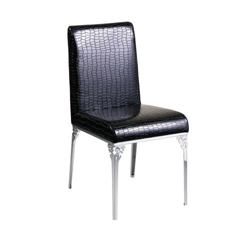 Carved Legs Black Crocodile Leather Effect Chair