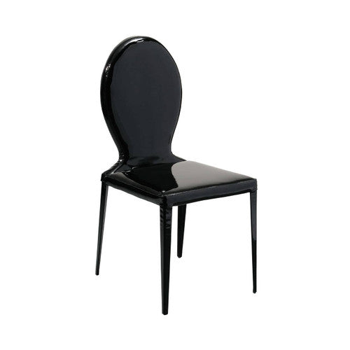 Louis Black Patent Leather Effect Dining Chair