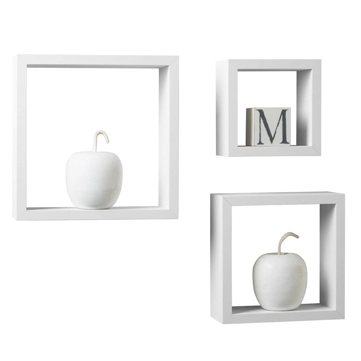 White Mdf And Pvc Coating Wall Cubes - Set Of 3