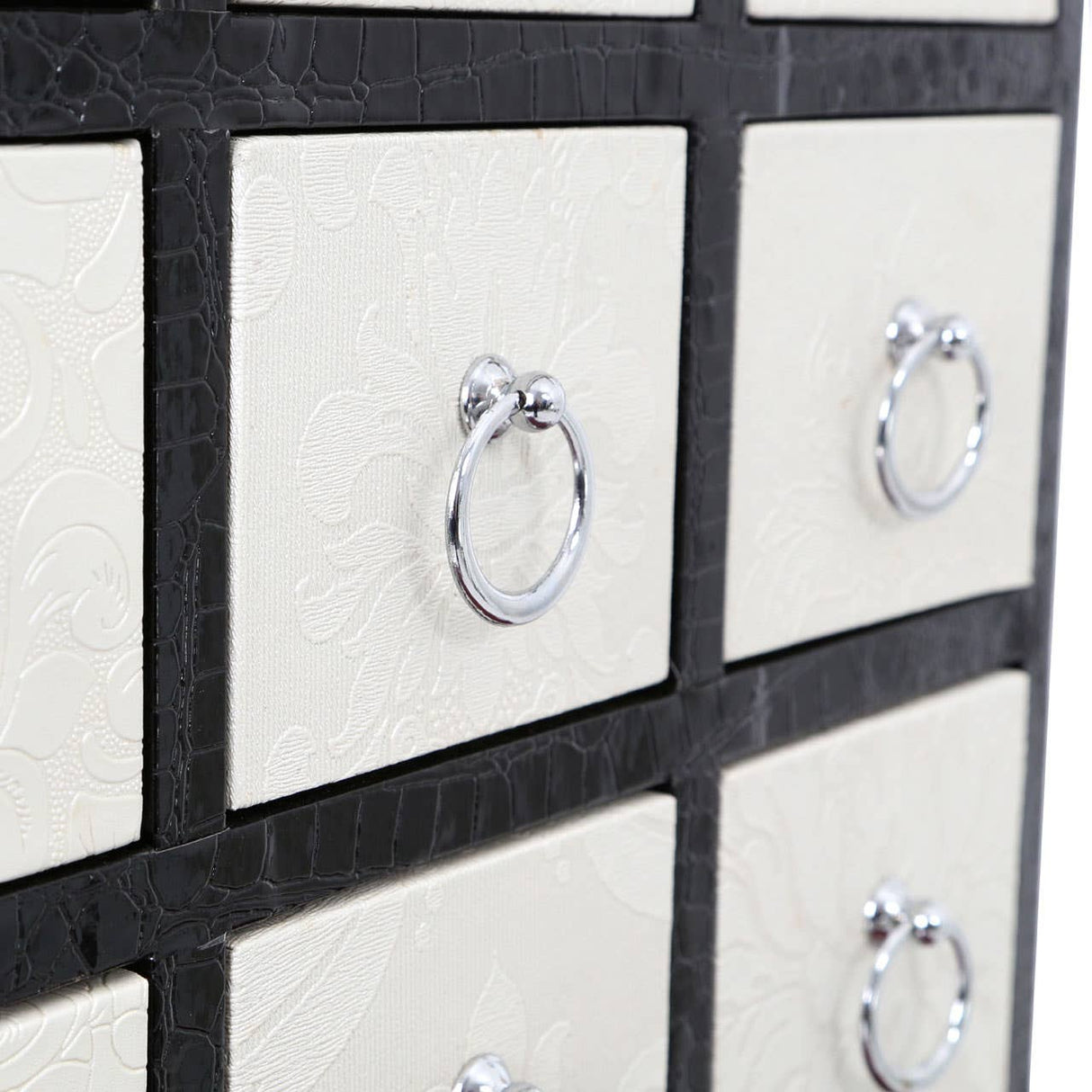 9 Drawer Crocodile Leather Effect Rectangular Cabinet