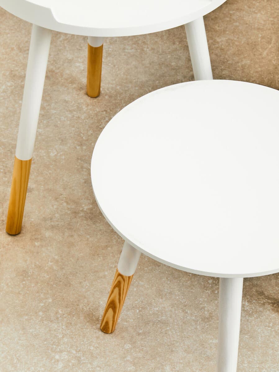 Viborg White Round Side Tables - Set Of 2