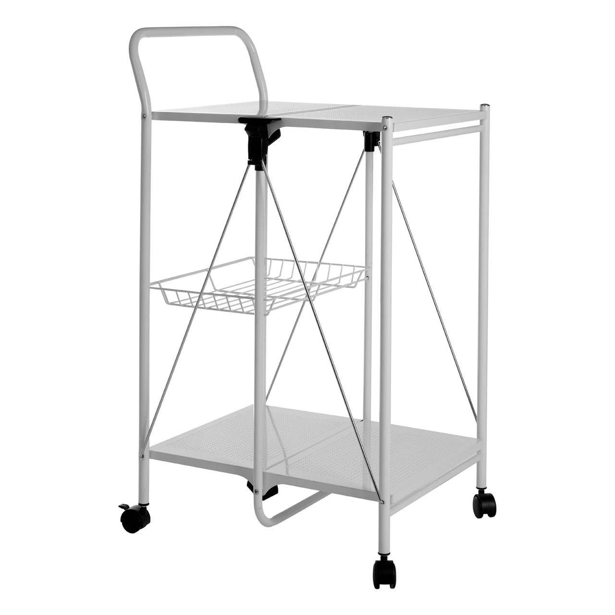 White Rectangular Folding Kitchen Trolley