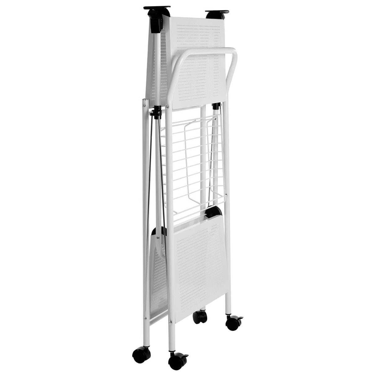 White Rectangular Folding Kitchen Trolley