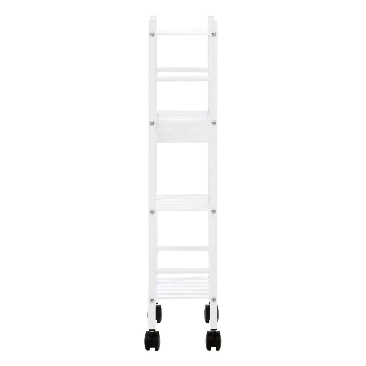 Dara 4 Tier White Trolley with Basket