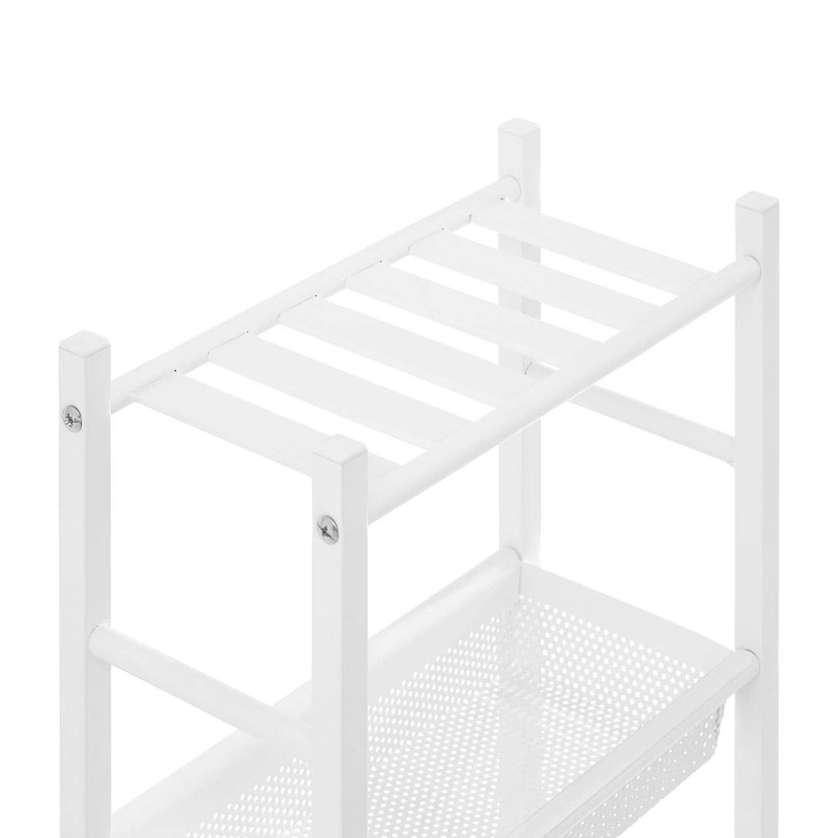 Dara 4 Tier White Trolley with Basket