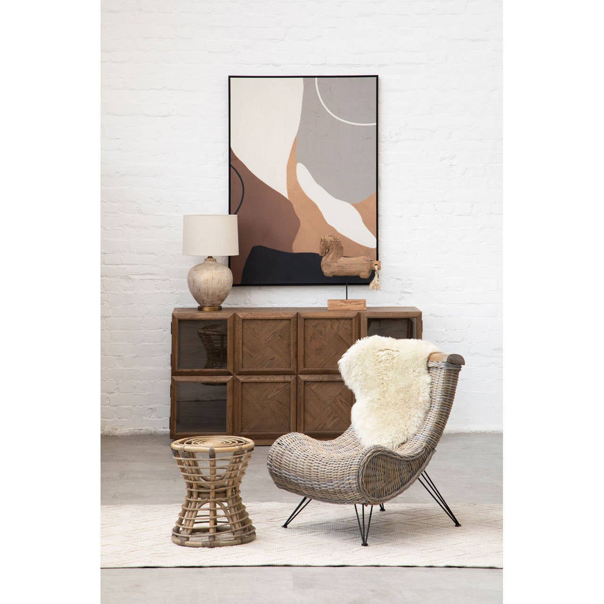 Maka Grey Rattan Stool