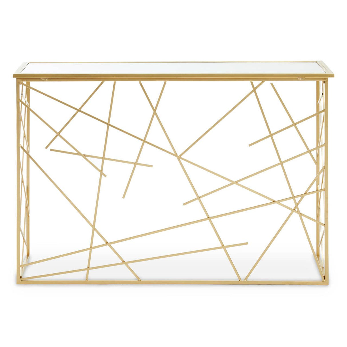 Farran Gold Finish Console Table With Mirror Top