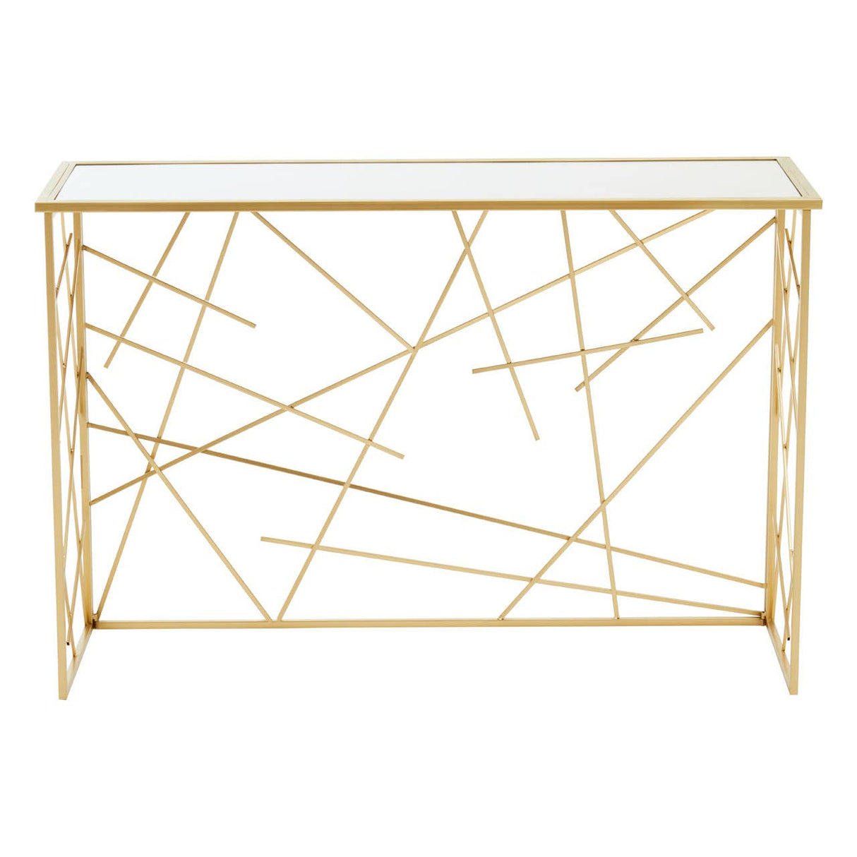 Farran Gold Finish Console Table With Mirror Top