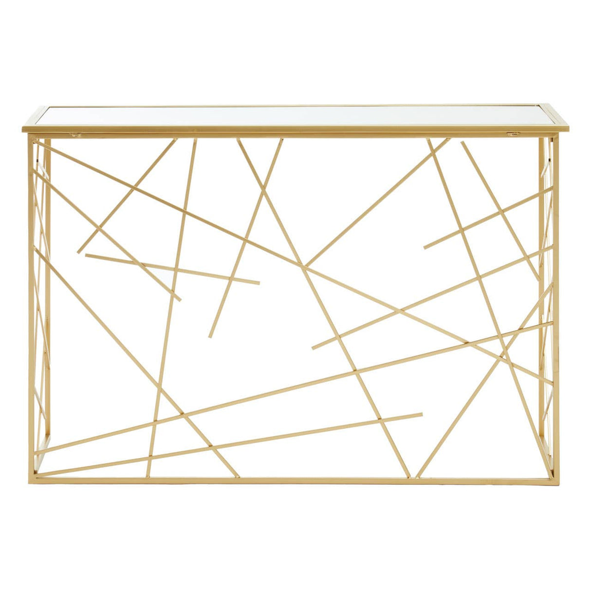 Farran Gold Finish Console Table With Mirror Top
