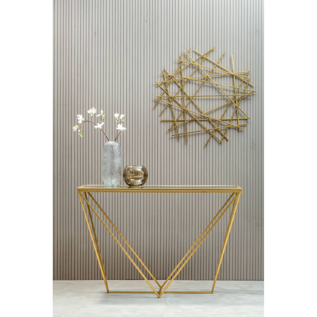 Farran Gold Finish Round Console Table