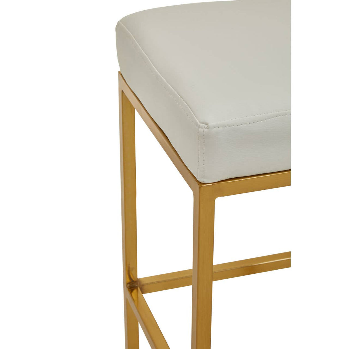 Baina White Pu And Gold Finish Bar Stool