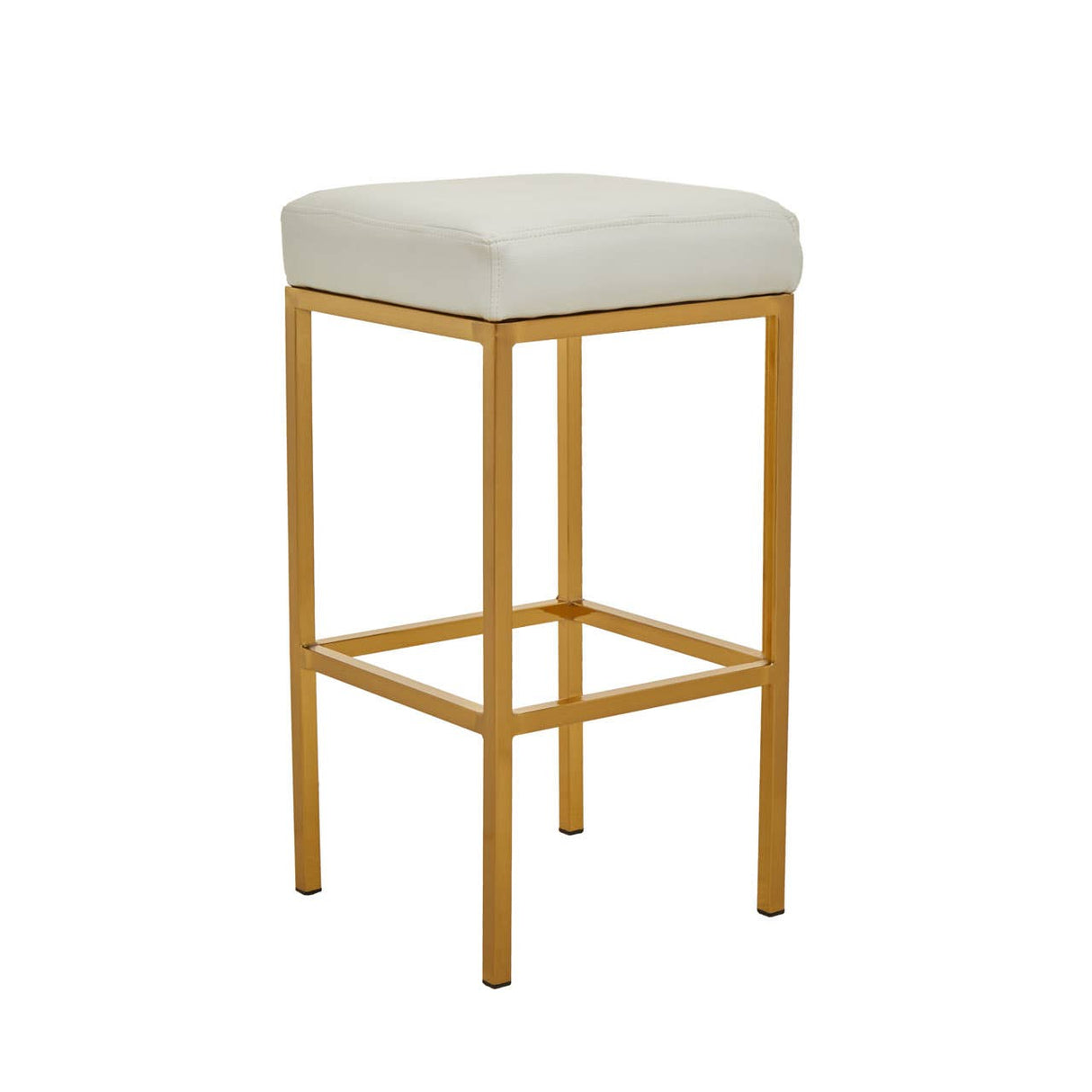Baina White Pu And Gold Finish Bar Stool