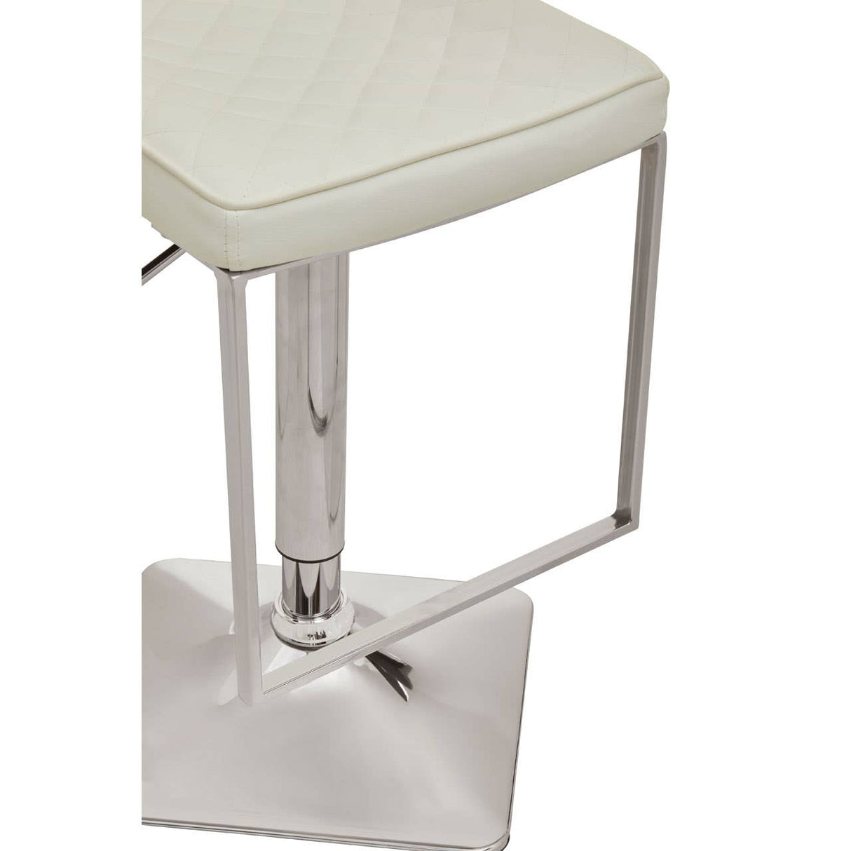 White And Chrome Bar Stool With Square Base
