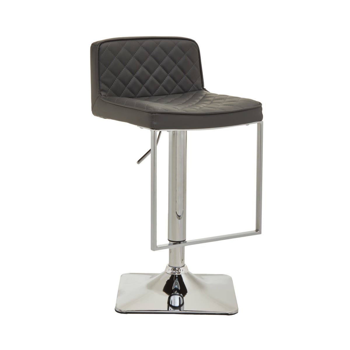 Dark Grey And Chrome Square Base Bar Stool