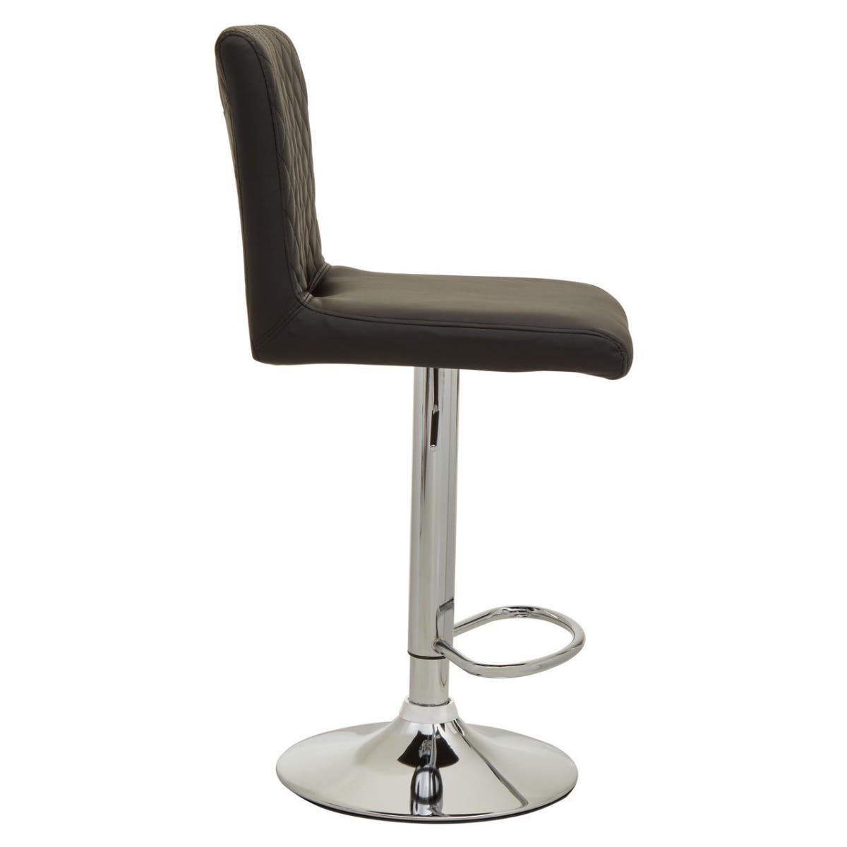 Black And Chrome Bar Stool With Round Base
