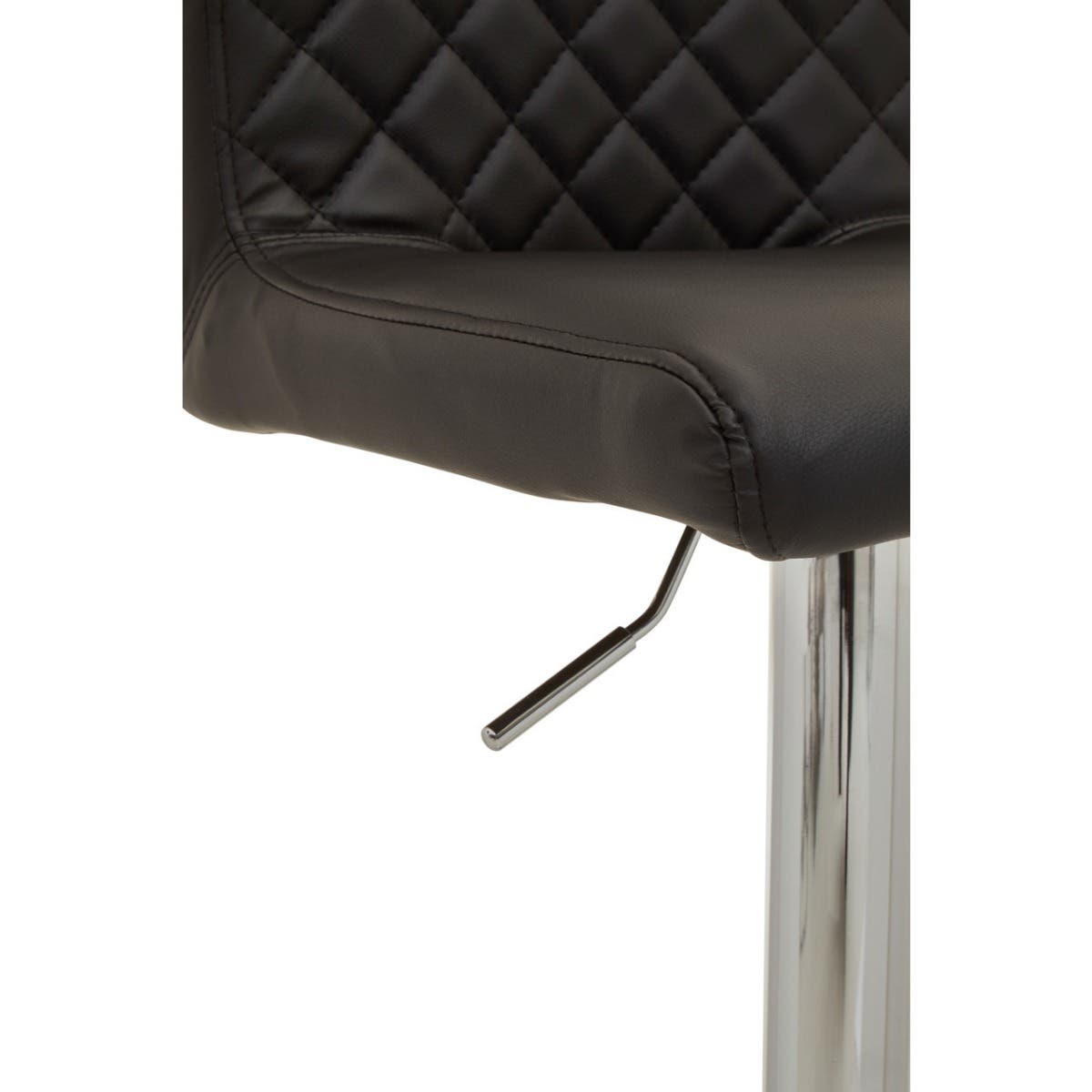 Black And Chrome Bar Stool With Round Base
