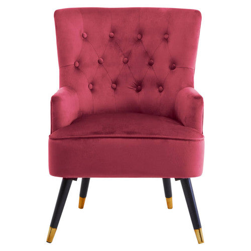 Loretta Wine Velvet Chair With Black Wood Legs