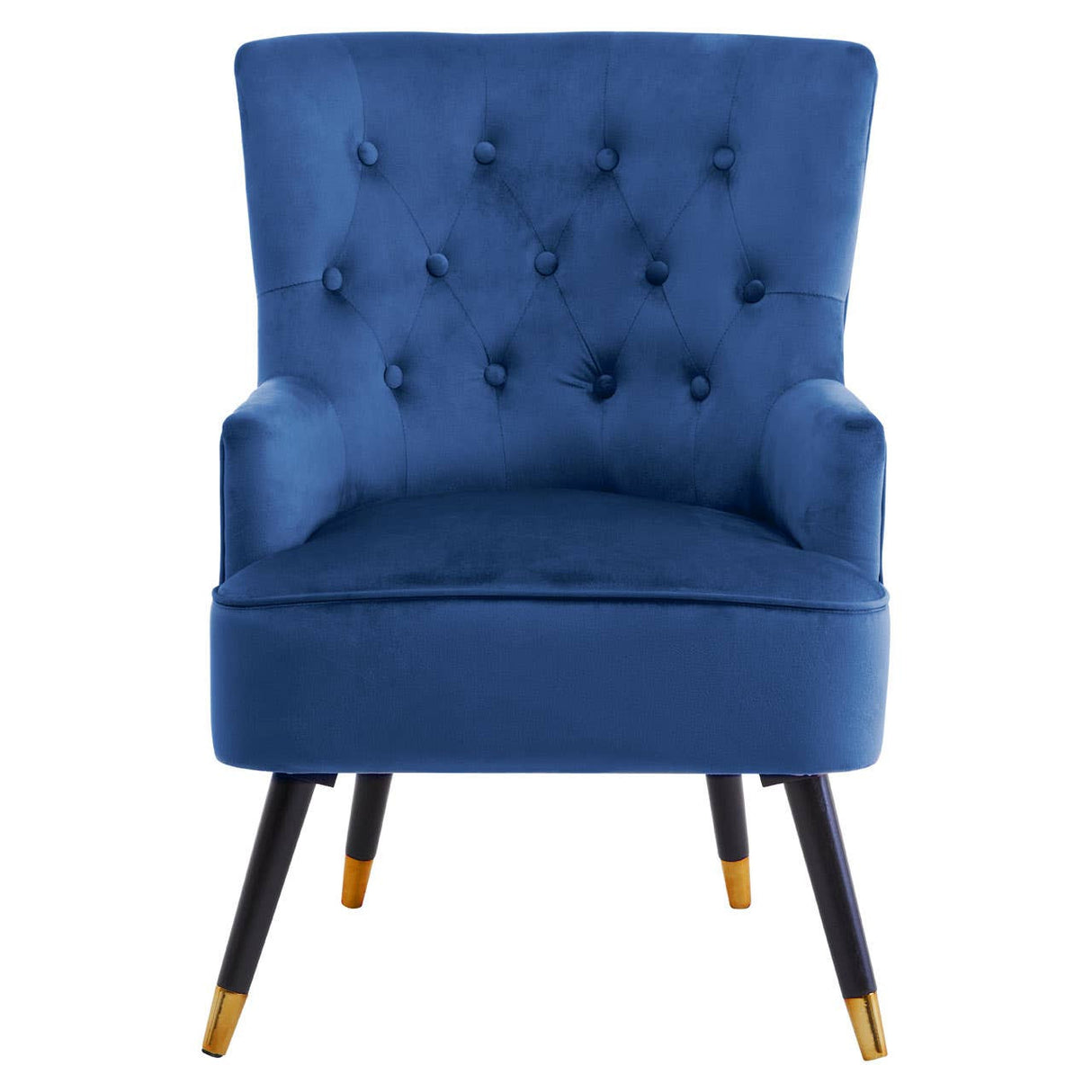 Loretta Midnight Velvet Chair With Black Wood Legs