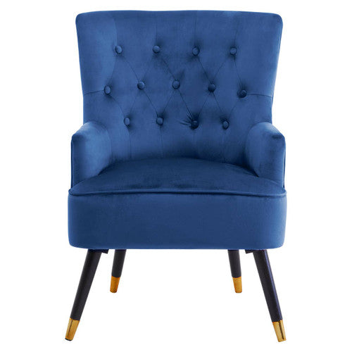 Loretta Midnight Velvet Chair With Black Wood Legs