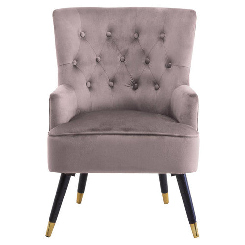 Loretta Mink Velvet Chair With Black Wood Legs