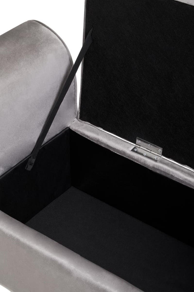 Loretta Grey Velvet Storage Bench With Gold Finish Legs