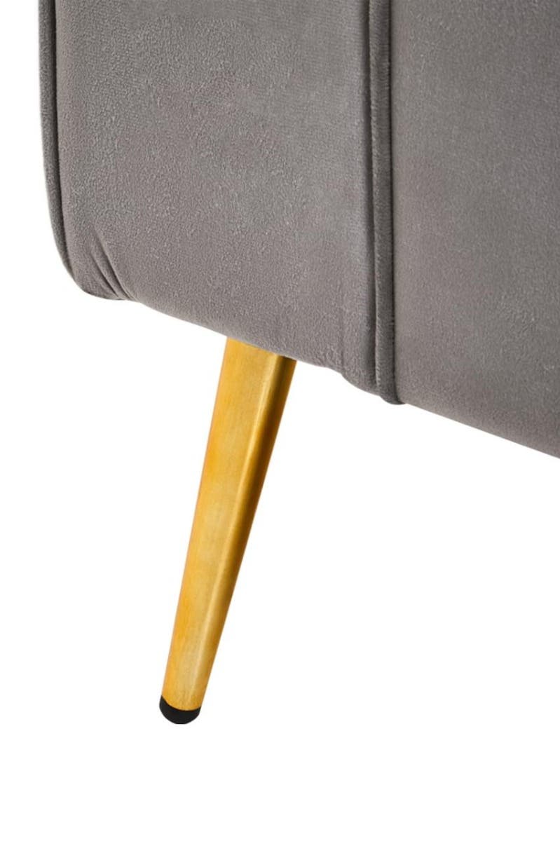 Loretta Grey Velvet Storage Bench With Gold Finish Legs