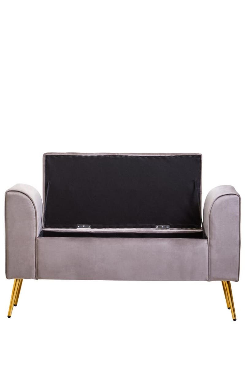 Loretta Mink Velvet Storage Bench With Gold Finish Legs