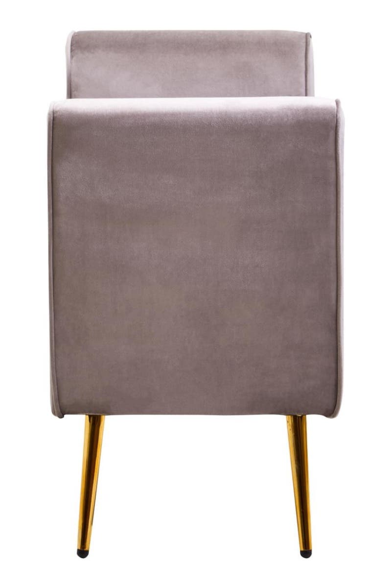 Loretta Mink Velvet Storage Bench With Gold Finish Legs