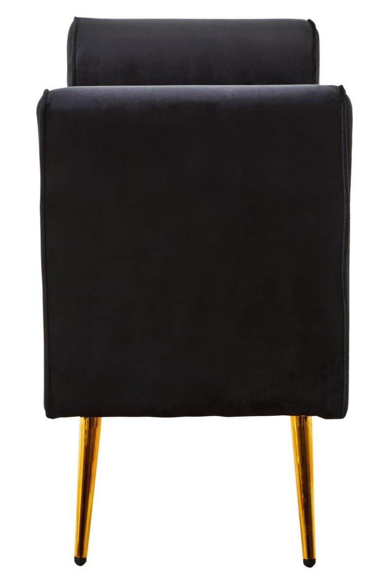 Loretta Black Velvet Storage Bench With Gold Finish Legs