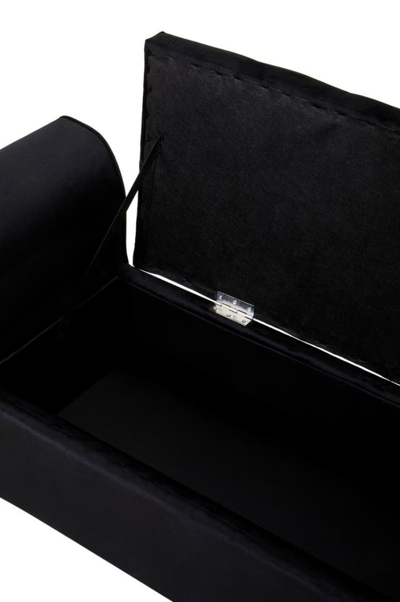 Loretta Black Velvet Storage Bench With Gold Finish Legs