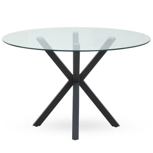 Salford Round Dining Table With Black Metal Legs