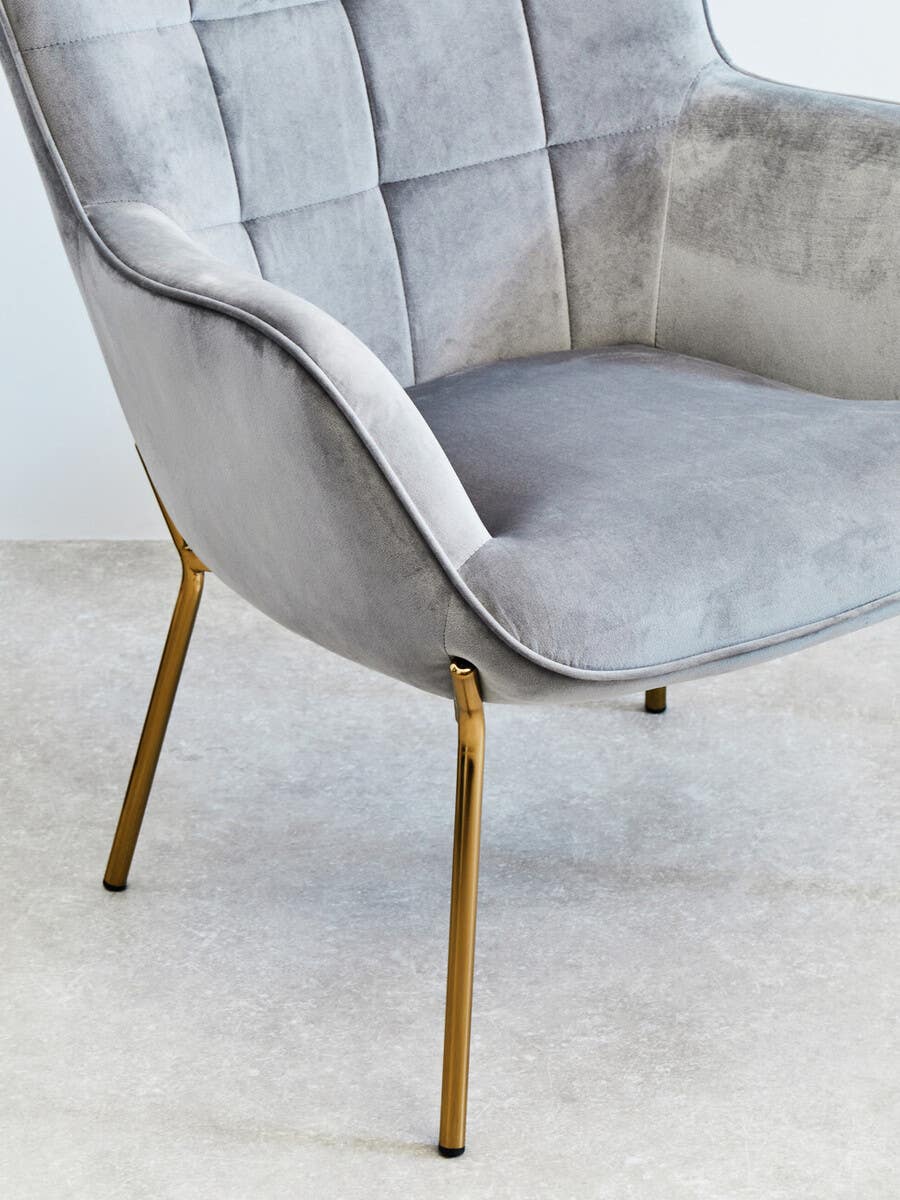 Stockholm Grey Velvet Chair