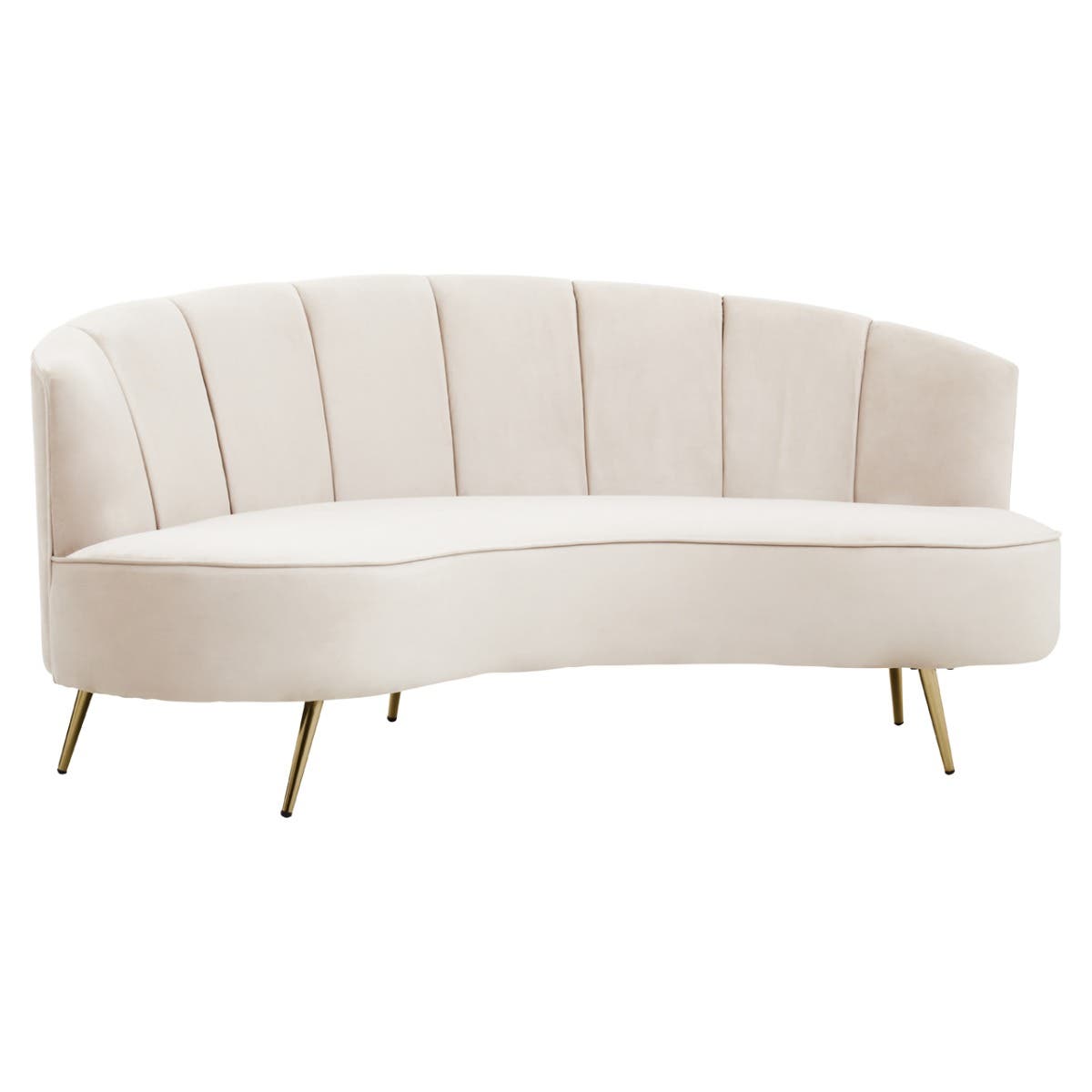 Hasna Three Seat Beige Velvet Sofa