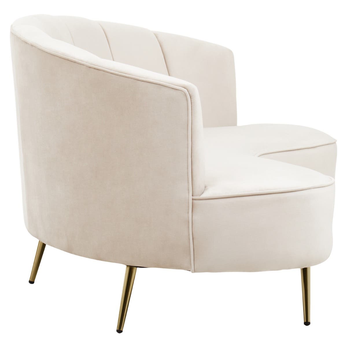 Hasna Three Seat Beige Velvet Sofa