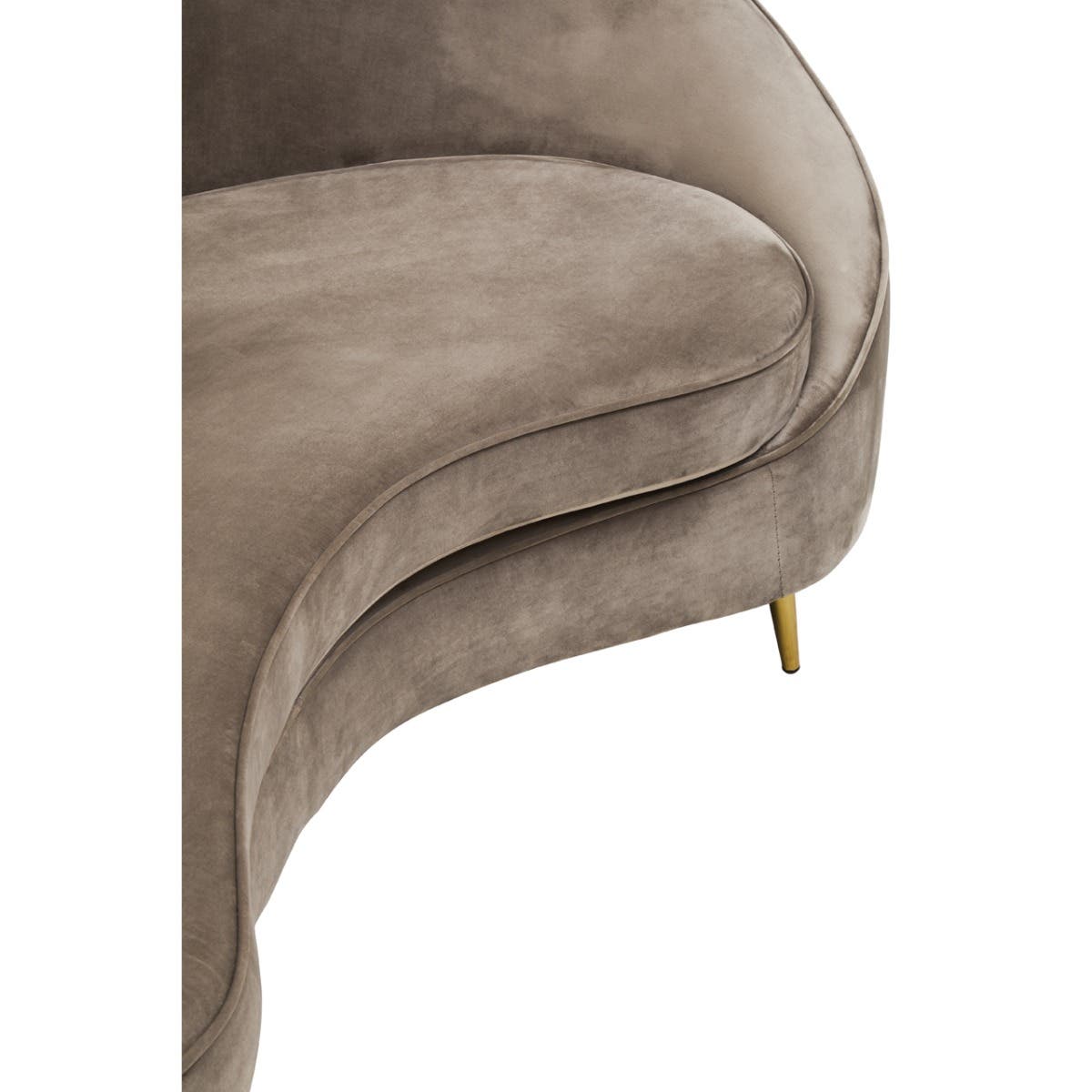 Hasina Three Seat Mink Velvet Sofa