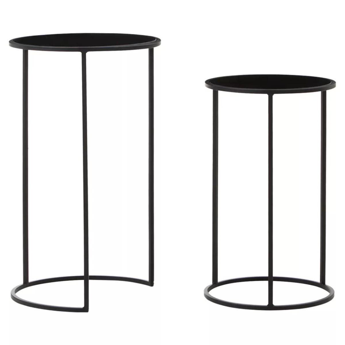 Avento Set Of Two Round Black Plant Stands