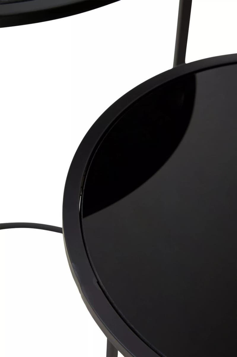 Avento Set Of Two Round Black Plant Stands