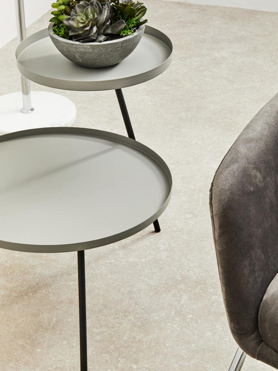 Trosa Two Shelf Grey and Black Side Table