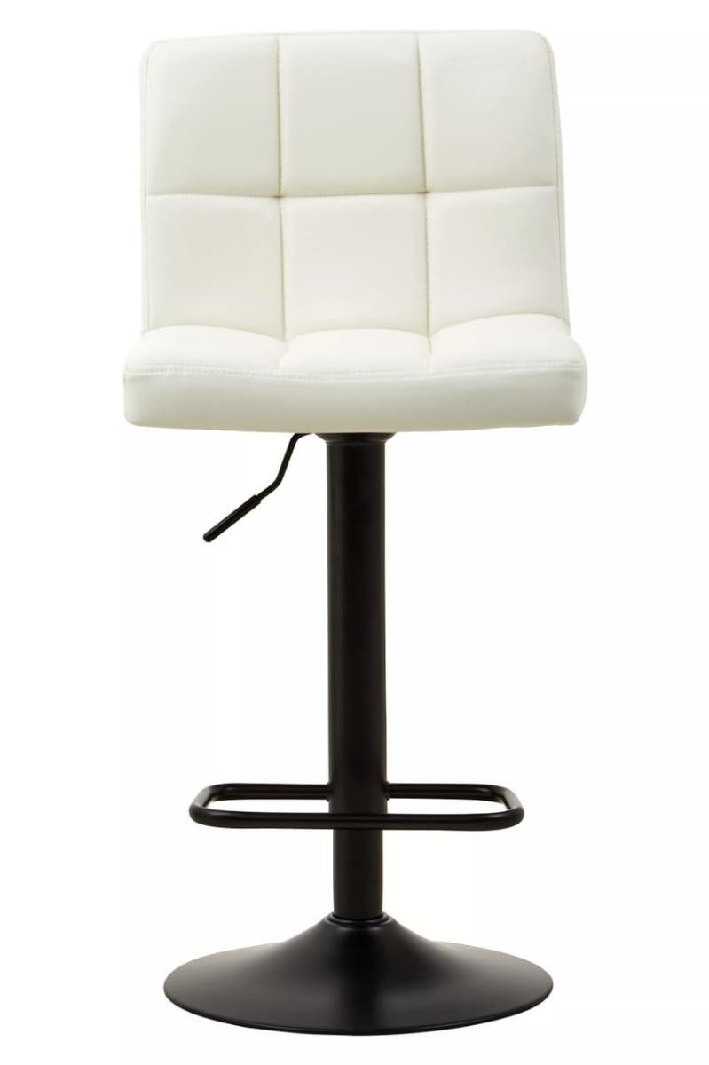 Baina White Leather Effect Quilted Bar Stool