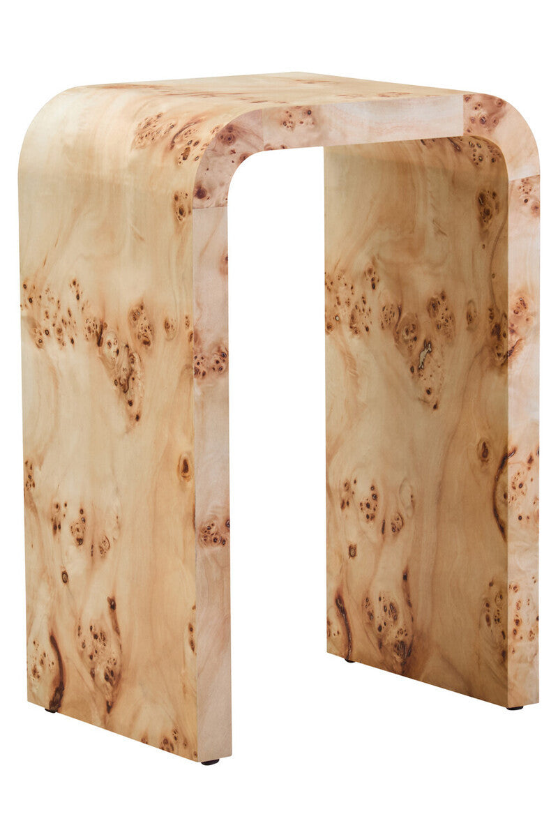 Mota Burl Wood Design Curved Side Table