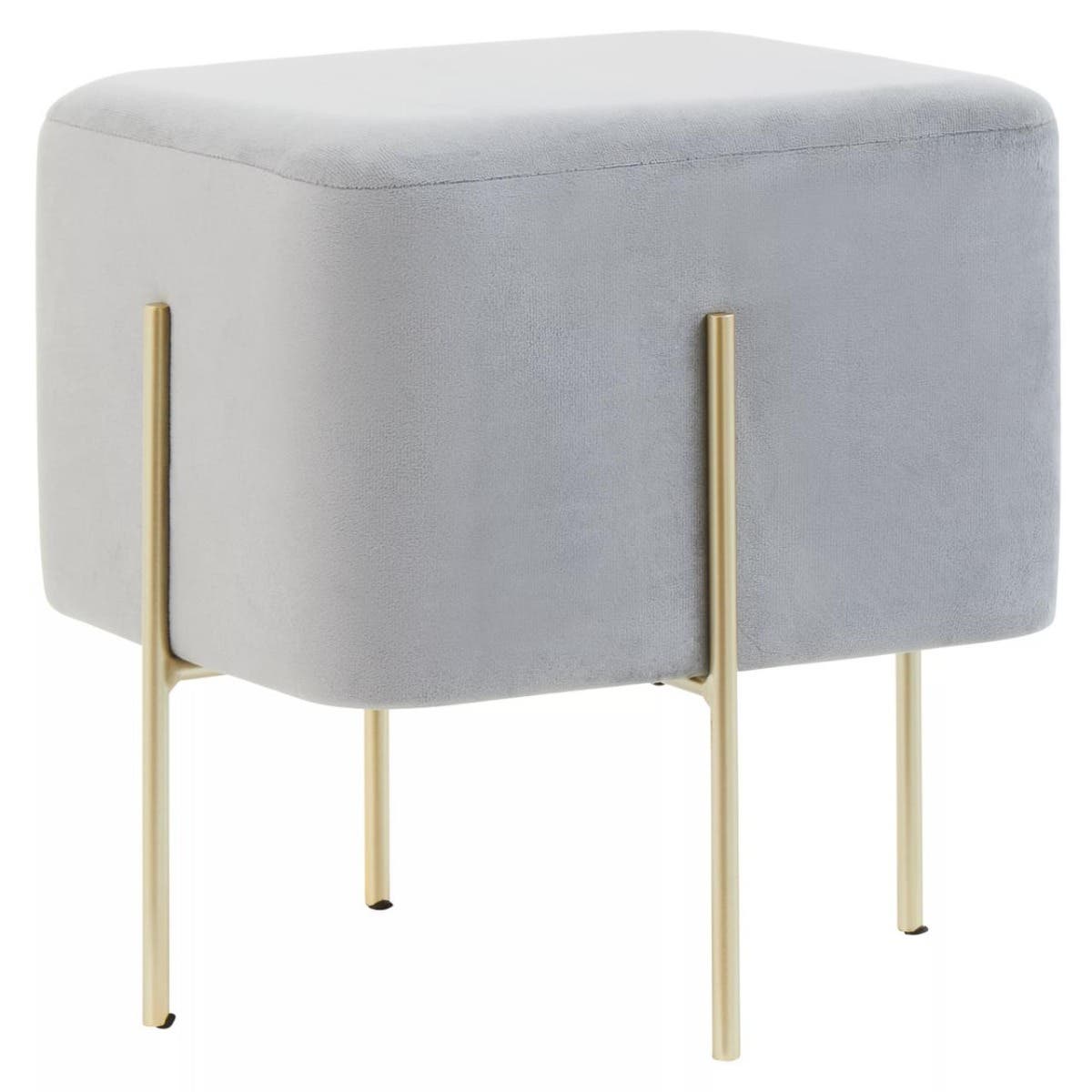 Hayes Square Grey Velvet Stool