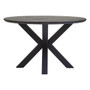 Salford Black Wood Veneer Round Dining Table With Metal Legs