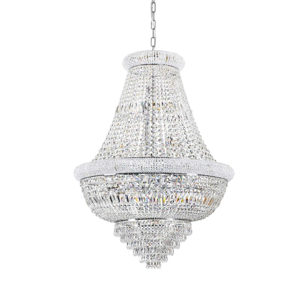 Chrome Elegance: 24-Light DUBAI Pendant Chandelier